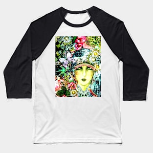 CHINTZ ART DECO FLAPPER COLLAGE POSTER , VIBRANT Baseball T-Shirt